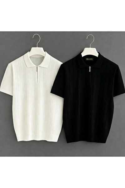 zs zaos fashion Set de 2 pulovere tricotate cu fermoar pentru bărbați, din bu...