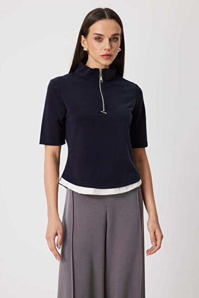 ON Κοντομάνικη μπλούζα με φερμουάρ στο λαιμό