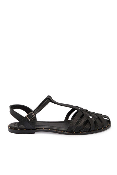 Tergan Siyah Hakiki Deri Kadın Sandalet - K25Y1SN68076-A23