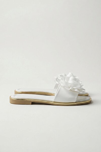 Rays 7043 Floral Detail Slippers White