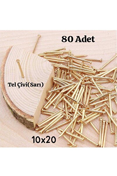 ÇEÇEN HOME (80 Adet) Sarı Tel Çivi, Nikel Kaplama Minik Ahşap Dekoratif Çivi ...