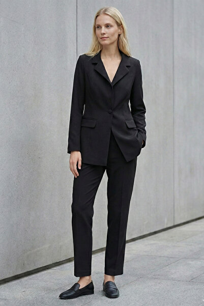 FERHEL Women's Suit Jacket and Trousers Classic Office Suit - Black