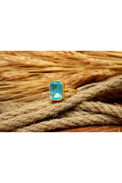 Ayra Silver 925 Ayar Gümüş Mavi Topaz Taşlı Yüzük | El İşi Otantik Kadınlar İ...