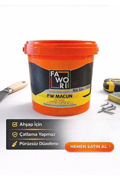 Fawori İç Ahşap ve Dış Cephe Ahşap Macunu Su Bazlı Yüzey Düzeltme Macunu 1,1 ...