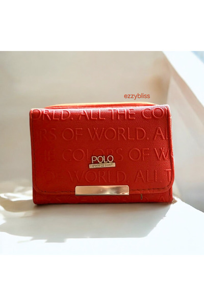 EZZY BLİSS Ezzybliss Women's Orange Polo Multi-Compartment Wallet Card Holder...