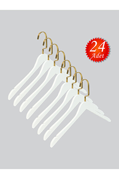 NYN Ahşap M001-Ç (GOLD KANCA LAMA) Gömlek, Tshirt, Bluz, Elbise Askısı 24 Adet