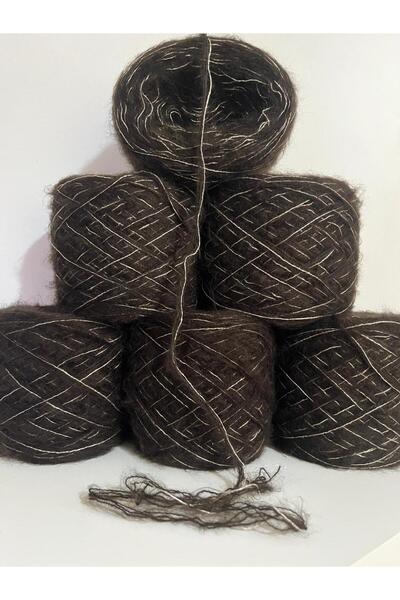 İPEK YÜN İPLİK DÜNYASI Angora Knitting Yarn (Bitter Brown) Linen Beige with G...