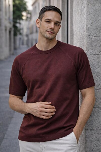 Valiberta Beckett Raglan Sleeve Slim Knitwear Short Sleeve Men's T-Shirt - Bu...