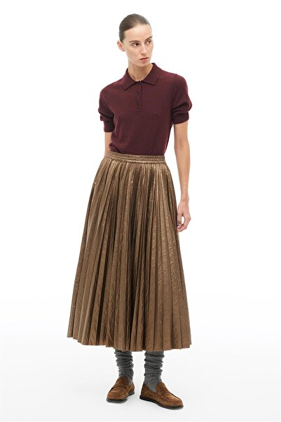 Perspective Gold Midi Skirt