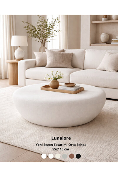 Lunalore Modern Oval Tasarım Beton Görünümlü Orta Sehpa 115 cm | Fiberglas – ...