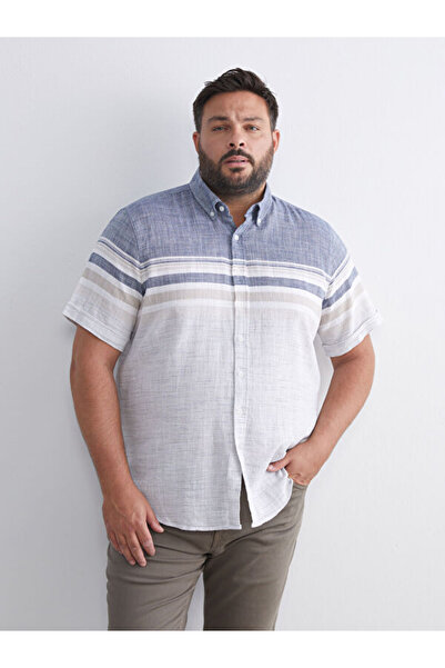 LC Waikiki قميص رجالي مخطط بأكمام قصيرة من UZG STORE بتصميم STANDART Fit من S...