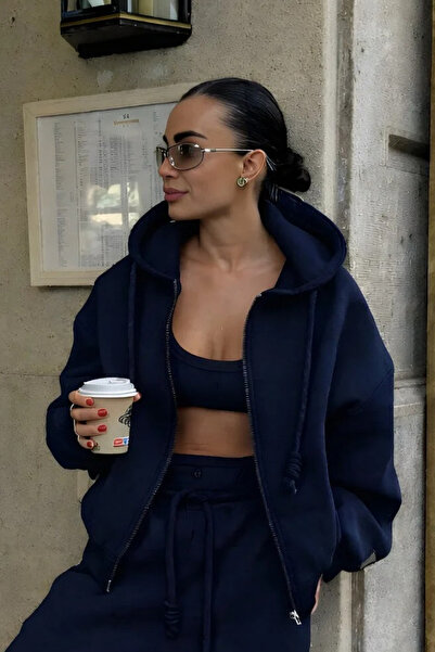 YAKAMEL Women's Hooded Basic Cardigan with Zipper for Daily Use