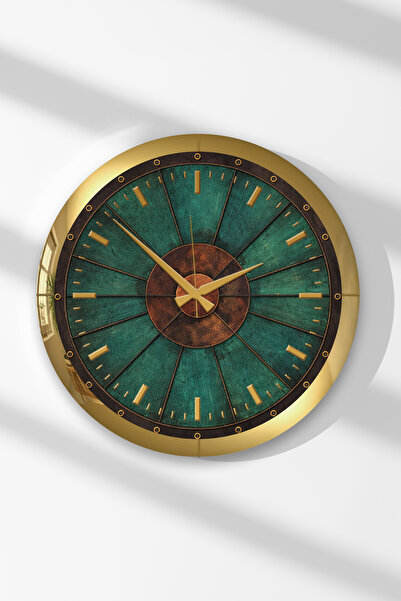 Zevahir Mobilya Dekorasyon Ceas de perete rotund din MDF, cu ramă aurie și ce...