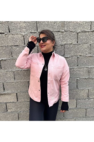 egomoda Çıtçıt Kapamalı Cep Detaylı Denim Ceket – Pudra