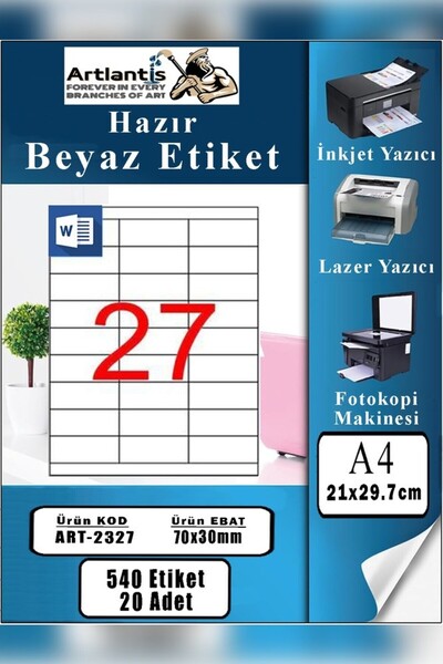 Artlantis A4 etiketa spremna za štampanje 70x30 mm 20 listova 1 pakovanje 27 ...