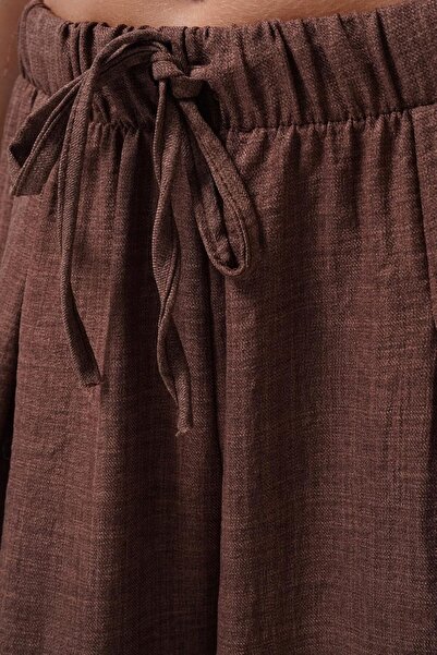 Generic Fashion Women's 2-Piece Linen Set, Halter Neck Crop Top and Wide-Leg Palazzo Trousers