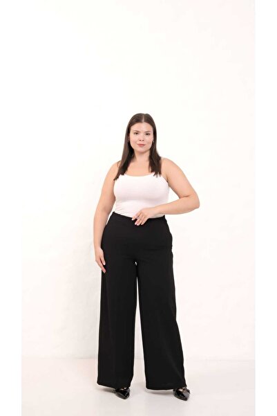 PLUSSELLE Plus Size Plazzo Pants Lycra High Waist Palazzo Cut