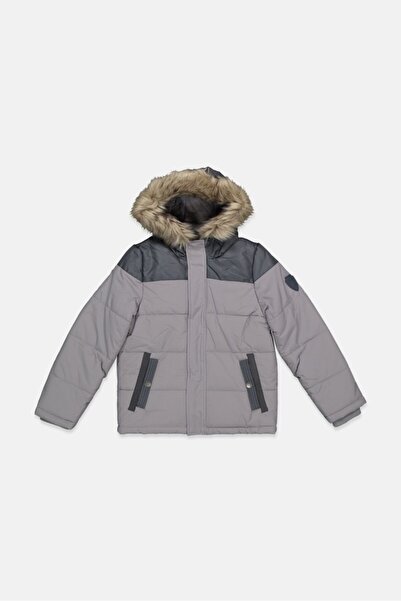 Vince Camuto جاكيت شتوي دافئ بغطاء رأس للأطفال، رمادي