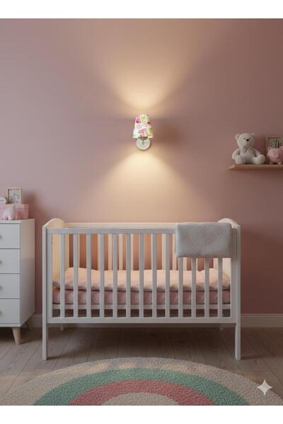 BİAVİZE Baby Girl-Child Themed White Chromed Wall Sconce
