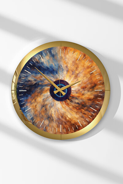 Zevahir Mobilya Dekorasyon Gold Framed Time Core Round Mdf Wall Clock