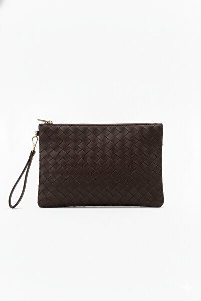 Bagfoni Bitter Brown Patterned Hand Strap Portfolio Clutch Bag 25X19 cm