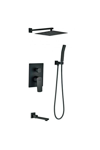 Milano Plus Yana Three Way Concealed Rain Shower Set - Matt Black Brass Finis...