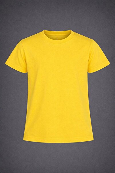 NACAR STORE تي شيرت أصفر اللون برقبة دائرية للأولاد والبنات