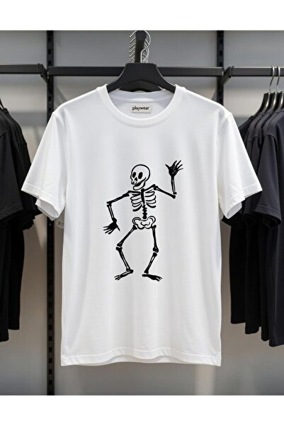 playwear PLAY WEAR Tricou unisex cu imprimeu SKELETON DOING THE THING, cu dec...