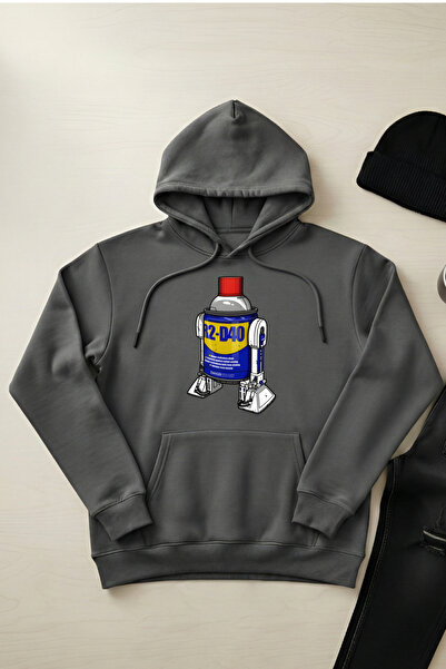 OXVİN R2D2 Wd 40 - Unisex Hooded Kangaroo Pocket 3 Thread Puff (with Fleece I...