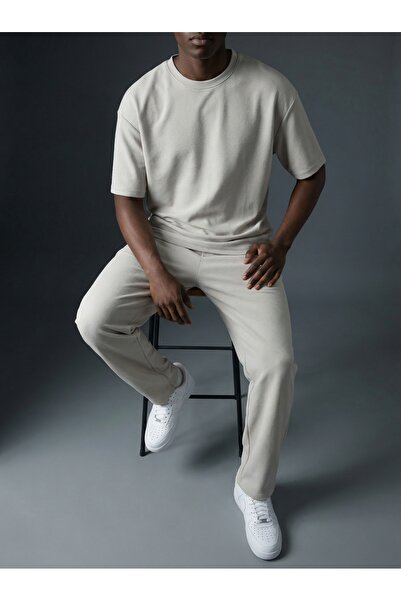 KHAYN Men's Soft Textured Loose Fit Crewneck T-Shirt Track Suit K8996Ot