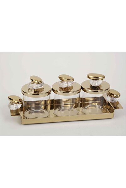 Vitale Volkan Gold Triple Spice Rack 17*13*5 cm Mtfk.0192