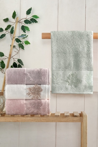 Fiesta Tekstil 50X90 Natural 3D Appliqued 4-Piece Towel Set