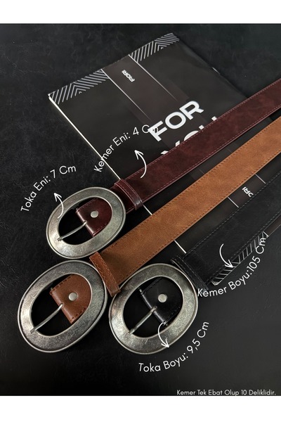 Fiori Women's Faux Leather Oval Buckle Belt, Jacket Belt, Shirt Belt, Dress Belt