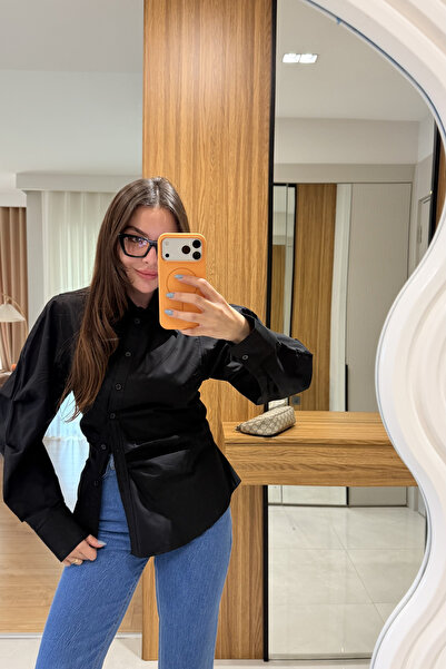 Gizem Ecemiş Eleni Siyah Balon Kol Gömlek
