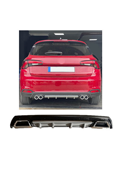 OTO H.İ.T. FİAT EGEA HATCHBACK UYUMLU BODY KİT DİFÜZÖR 2 ÇIKIŞ KARE GRİ MODEL 3