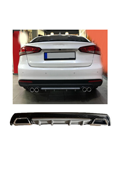 OTO H.İ.T. KİA CERATO SEDAN UYUMLU BODY KİT DİFÜZÖR 2 ÇIKIŞ KARE GRİ MODEL 3