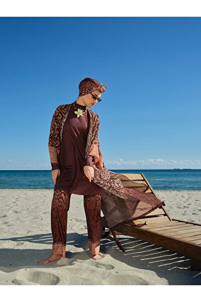 ALFASA Savanna Patterned Hijab Swimsuit - Alf26651