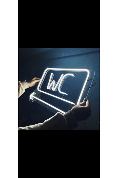 Minimal WC Neon Işık | 30x20 Modern Tuvalet Tabelası
