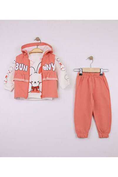 SÜSLÜ KİDS Baby/Child Vest Hooded 3-Piece Set 1-4 Years Old 100% Cotton / Gif...