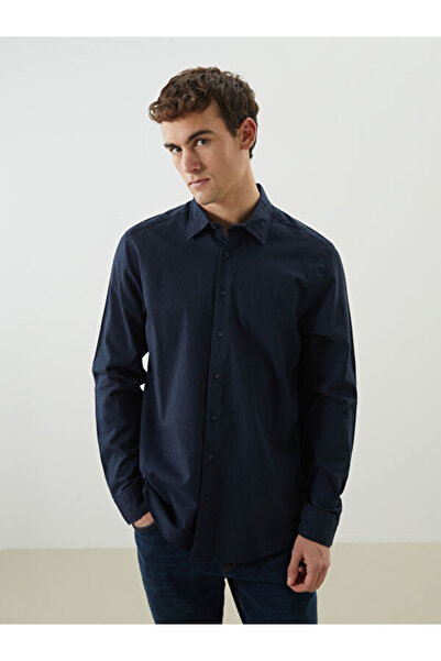 LC Waikiki Rmz Gi̇yi̇m Farkiyla Standard Fit Long Sleeve Dobby Men's Shirt