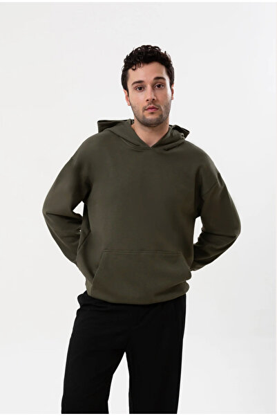 UNIQVIBE Hooded Organic Cotton Men's Khaki Hoodie