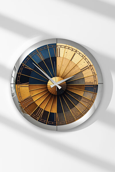 Zevahir Mobilya Dekorasyon Ceas de perete rotund din MDF, cu ramă argintie și...