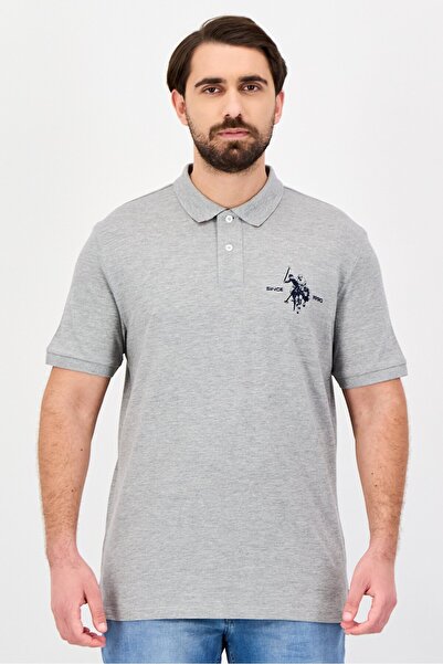 U.S. Polo Assn. Men Regular Fit Short Sleeve Embroidered Logo Polo Shirt, Grey