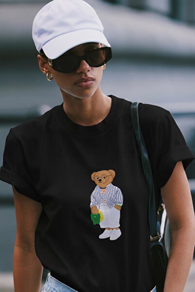 The Champ Clothing Ženska Oversize kroj majica Bambino Medved Štampano crna –...