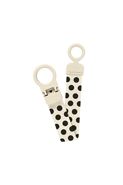 Bibs Loop Pacifier Clip Chain, Studio Collection Polka Dots, Ivory Black