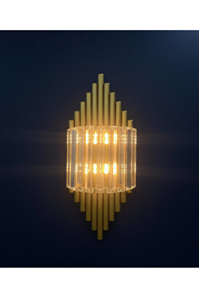 gaziantepavize Mina Gold Kasa Günışığı Ledli Lux Taşlı Pilli Aplik - Tek Adet...