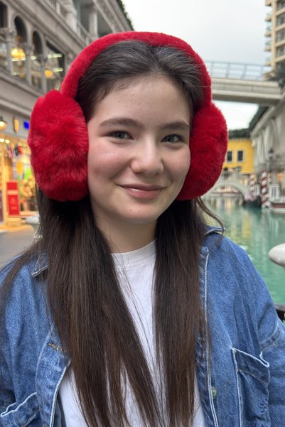 Mollycrush Young Red Plush Headphones |   Unisex Winter Soft Ear Protection