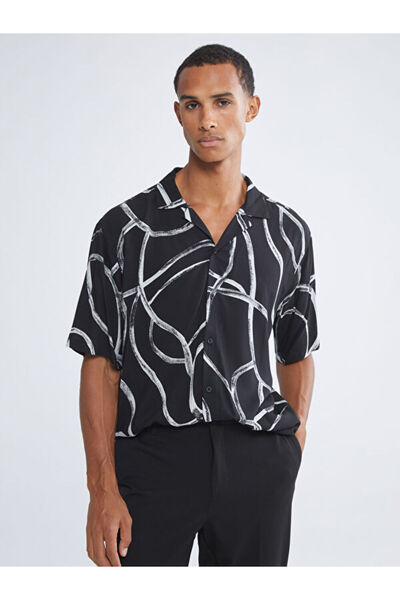 LC Waikiki Regular Fit Resort Collar Short Sleeve Patterned Viscose Men's Shirt