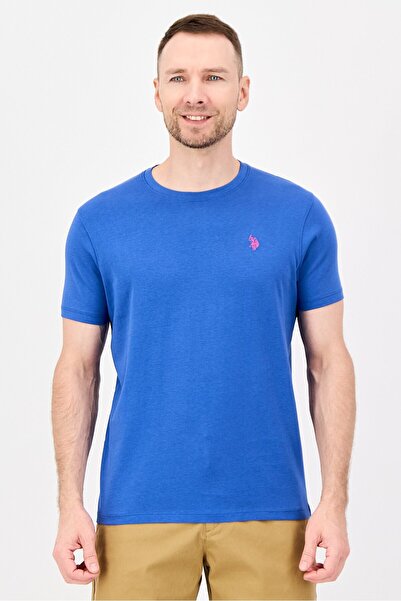 U.S. Polo Assn. Men Crew Neck Short Sleeve Embroidered Logo T-Shirt, Blue