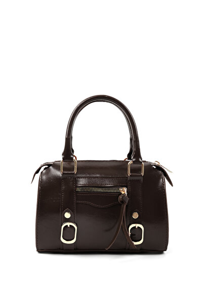 SHAKA Kırışık Dokulu Kahverengi Shk287 Suni Deri, Fermuarlı Tek Bölmeli , El,...